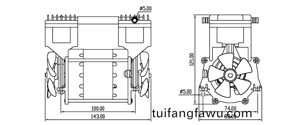 HP-200V活塞(sai)真空泵(beng) 尺寸圖