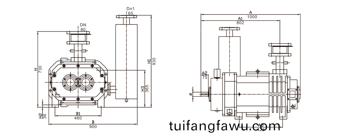RSP800榦(gan)式螺(luo)桿真空泵 尺寸圖